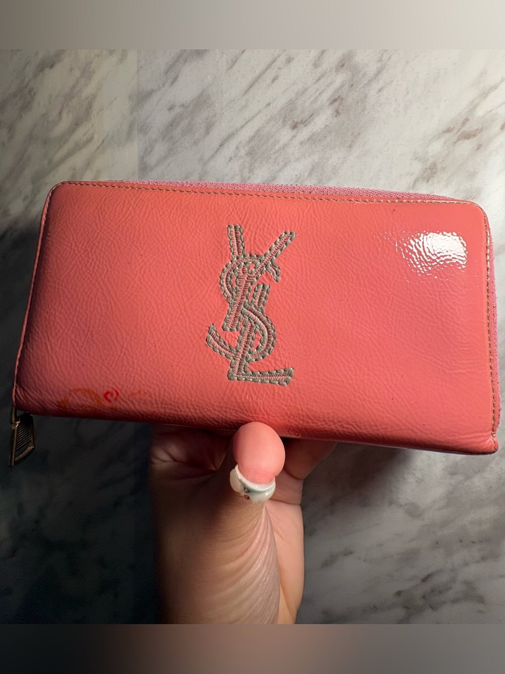 Vintage Yves Saint Laurent Pink Zip Long Wallet 🩷